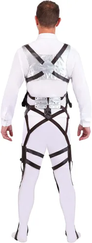 Vista 4 de Attack on Titan - Arnés para hombre, piel sintética, con hebillas de metal y bandas elásticas