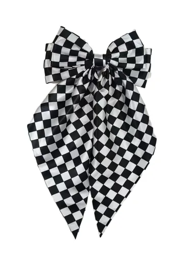 Vista 8 de Checkered Plaid Scrunchies Black White Plaid Checkered Hair Scrunchies Checkerboard BW17 (3 Pcs-A3)
