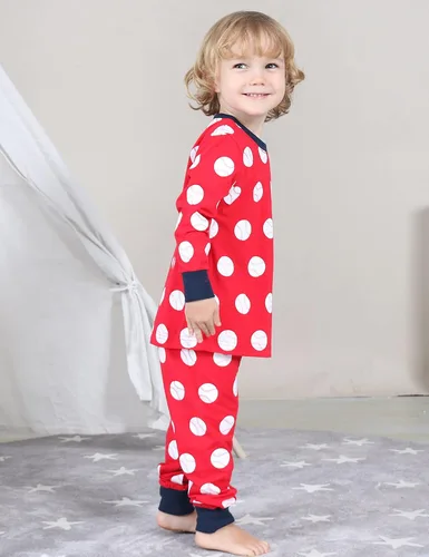 Vista 3 de A&J DESIGN Conjunto de pijama para niños, 100 % algodón, 2 piezas con temática deportiva