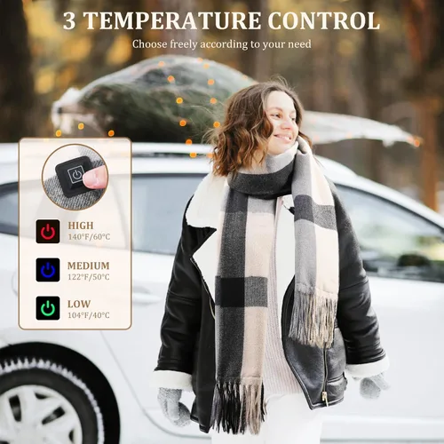 Vista 3 de LINGSFIRE - Bufanda térmica para mujeres y hombres, bufanda térmica eléctrica recargable, almohadilla térmica para el cuello, portátil, funciona