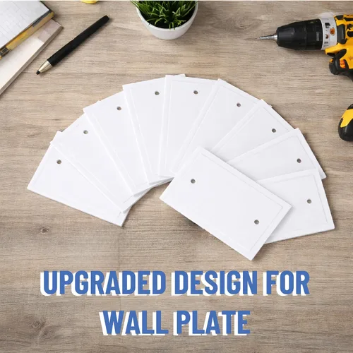 Vista 6 de Bates - Cubierta de pared en blanco con borde moderno, 4.88 x 3.18 pulgadas, paquete de 4, blanco, 1 banda, placa de cubierta de salida en blanco