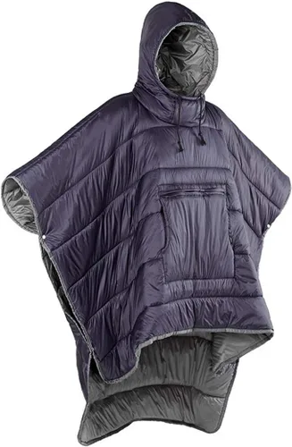 Vista 9 de Gaorui Poncho Abrigo Exterior Camping Calor Pequeña Manta de Edredón Resistente al Agua Saco de Dormir Capa Manto, Azul, 79 x 55 pulg.