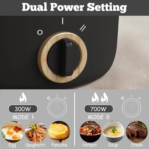 Vista 4 de Hytric Olla eléctrica eléctrica portátil de 2.5 litros con revestimiento antiadherente, cocina multifuncional para salteados, filetes, fideos, sopa