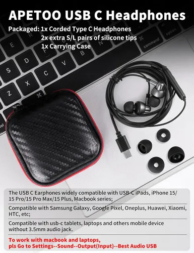 Vista 7 de Auriculares USB C con cable con micrófono para Samsung Galaxy S24/S23/S26/S25