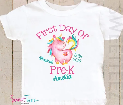 Vista 2 de Kindergarten Shirt First Day Of Kindergarten Shirt Personalized Toddler Shirt Preschool Shirt Unicorn Gift Kids Back to School Shirt