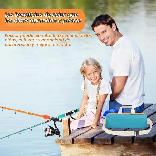 Vista 7 de Telescopic Fishing Pole Set with Spinning Reel Lure Hook Storage Bag
