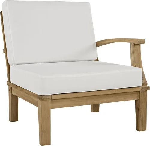 Vista 9 de Modway Marina - Sofá de madera de teca de grado A para exteriores, orientado hacia la derecha, color gris natural