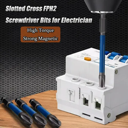 Vista 5 de Juego de 10 puntas de destornillador de impacto magnético FPH2, brocas FPH2 de 2.559 in y 4.331 in para electricista, brocas de cabeza ranurada