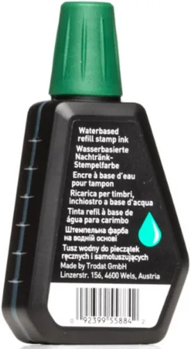 Vista 2 de Trodat Botella de tinta verde - 0.9 fl oz - Tinta de repuesto para almohadillas de tinta de sello de mano