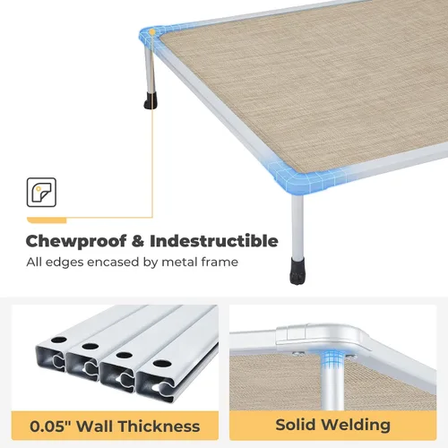 Vista 5 de Veehoo Cama elevada para perros a prueba de masticaciones, cuna elevada para mascotas, malla transpirable, lavable y antideslizante para perros