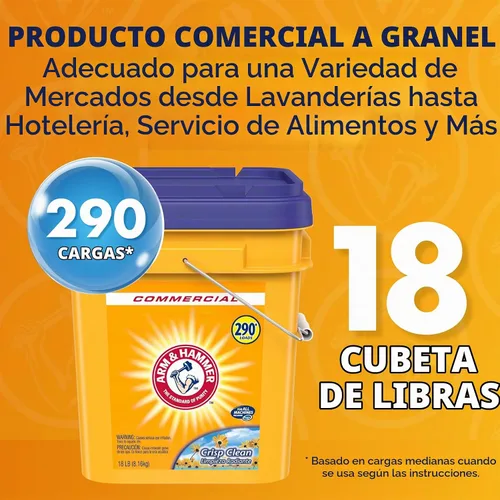 Vista 4 de Arm & Hammer detergente en polvo para la ropa, Crisp Clean, cubo de 18 libras
