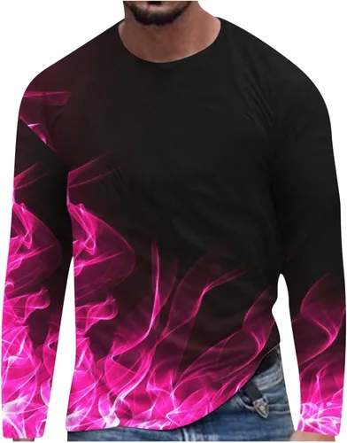 Vista 6 de Camisas casuales para hombre, de manga larga, con estampado de llama 3D, ajuste holgado, cuello redondo, sudaderas de otoño