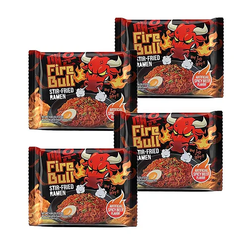 Vista 9 de Ramen Fire Bull - Ramen salteado de carbonara picante intenso Auténtico calor coreano se une a la delicia sabrosa Fideos gruesos y masticables