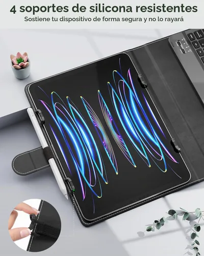 Vista 4 de MoKo Funda universal para tablet con teclado QWERTY para tablet de 9", 9.7", 10.1", 10.2", 10.4", 10.5", 10.9", con teclado Bluetooth inalámbrico
