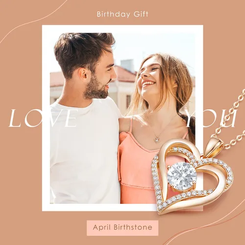 Vista 7 de LOUISA SECRET Love Heart Birthstone Necklaces for Women 925 Sterling Silver Rose Gold Pendant Forever Diamond Jewelry Valentine's Day Christmas