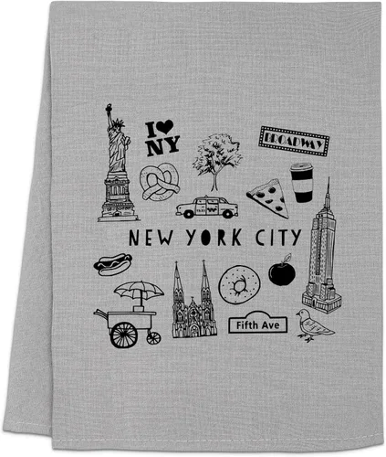 Vista 11 de Moonlight Makers Nueva toalla de cocina con temática de Nueva York – Toallas de té de saco de harina para secado de platos de cocina, paño de mano