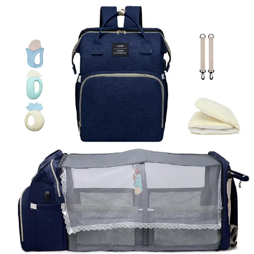 Vista 14 de ANWTOTU Mochila Bolsa para Pañales, Verde militar Mochila de viaje impermeable multifuncional con cambiador, estuche para chupete y correas