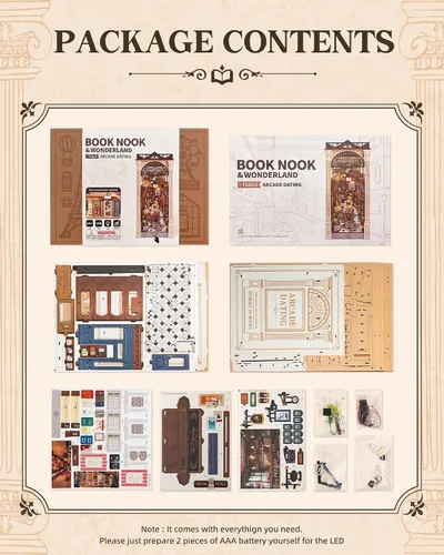 Vista 7 de ROBOTIME - Kits de manualidades para rincón de lectura, casa de muñecas en miniatura, librería con luz LED, rompecabezas de madera 3D para adultos