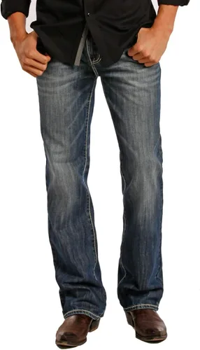 Vista 2 de Rock & Roll Denim Jeans rectos de corte recto de ajuste relajado #M0S8553