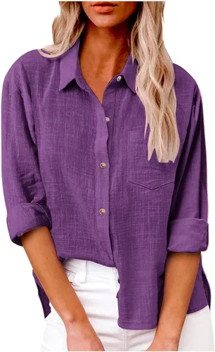Vista 81 de SMIDOW Camisa de algodón y lino con botones para mujer