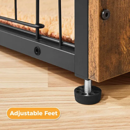 Vista 9 de Yaheetech 32" Mesa auxiliar de jaula para perros con cojín, jaula de madera para perros con puertas dobles/pies ajustables, mesa auxiliar lateral
