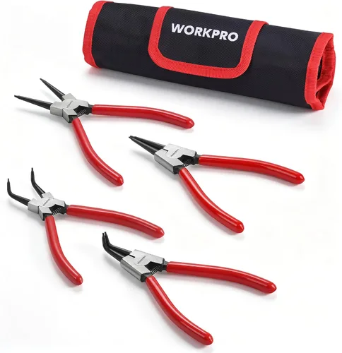 Vista 9 de WORKPRO Juego de 4 alicates de anillo a presión – Kit de alicates de clip para circuito interno/externo de 7 pulgadas