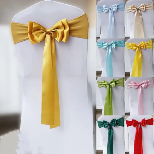 Vista 4 de 6 bandas elásticas para silla, lazos dobles, bandas de elastano para decoración de bodas, fiestas, cumpleaños, banquetes, suministros de Navidad