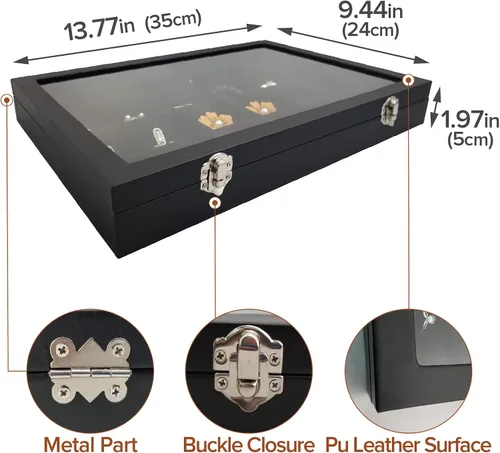 Vista 6 de Joyero de 24 rejillas extraíbles para aretes y anillos, caja organizadora con tapa transparente para mujeres y esposas (negro)