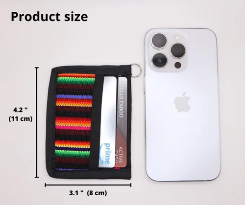 Vista 9 de Tarjetero, cartera delgada para mujer, llavero billetera, billetera pequeña, billetera de hilo, cartera delgada para mujer, billetera para tarjetas