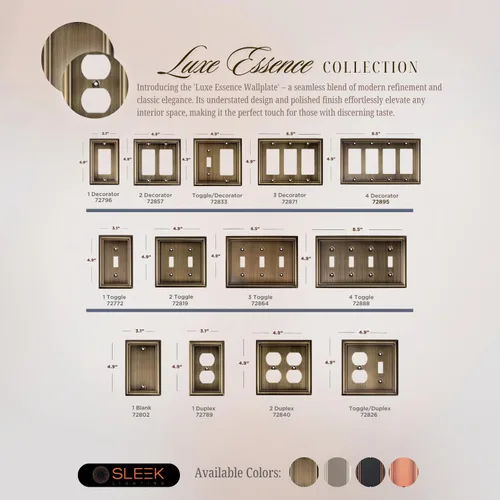 Vista 3 de Placas decorativas de latón antiguo biselado Tapas de enchufes eléctricos y interruptores Estilo: 1 banda en blanco (paquete de 4)