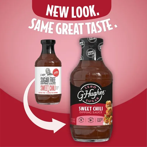Vista 4 de G Hughes Salsa de chile dulce sin azúcar de 18 onzas (paquete de 3) Salsas de inmersión y adobos que son libres de gluten, bajas en carbohidratos