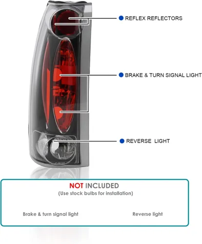 Vista 3 de SPEC-D TUNING Luces traseras de lente transparente de carcasa negra compatibles con Chevy C/K C10 1500/2500/3500 1988-1998, Silverado Sierra, Blazer