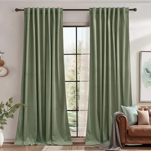 Vista 30 de StangH Cortinas 100% opacas, color beige, terciopelo suave y grueso, cortinas para ventana de dormitorio, forro blanco, cortinas con aislamiento