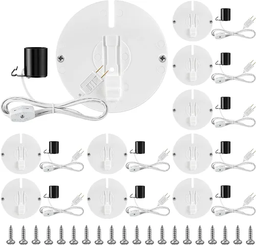 Vista 10 de Meonum Kit de Luz de Repuesto para Molde Soplado, Kit de Cable de Luz Individual E27 E26 con Interruptor Fusible Enchufe, para Decoraciones
