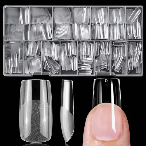 Vista 12 de 510 puntas de uñas ovaladas extra cortas, uñas postizas transparentes