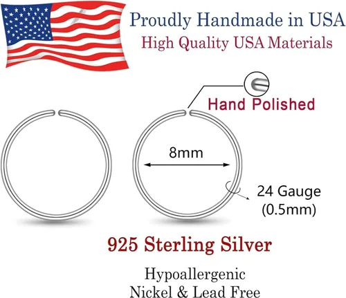 Vista 102 de Small Gold or Sterling Silver Huggie Hoop Earrings for Women Cartilage Nose Helix Tragus