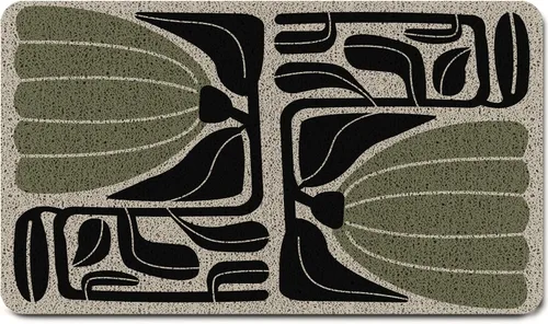 Vista 8 de Tapete abstracto bohemio negro y dorado, moderno, negro, blanco y dorado, antideslizante, para puerta delantera, porche, interior, exterior