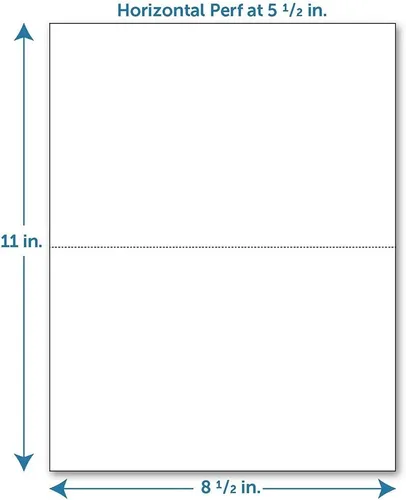Vista 2 de Papel perforado, perforación a 5 1/2 ", horizontal en blanco 24# papel de copia tamaño carta (resma de 500)