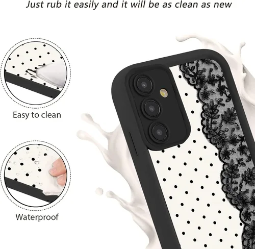 Vista 6 de Para Samsung Galaxy S24 5G 6.2''Cute Polka Dot Phone Case-Negro