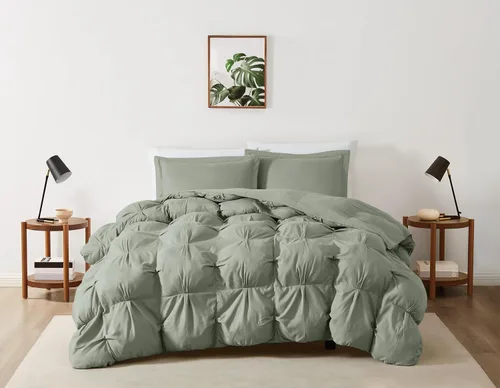 Vista 14 de TRULY SOFT Cloud Puffer - Juego de edredón de microfibra beige de 2 piezas, con temática sólida, para hombres y mujeres, certificado Oeko-TEX