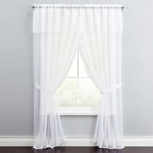 Vista 9 de BrylaneHome BH Studio - Juego de cortinas de gasa transparente de 5 piezas, 60 pulgadas de ancho y 63 pulgadas de largo, hojas de otoño