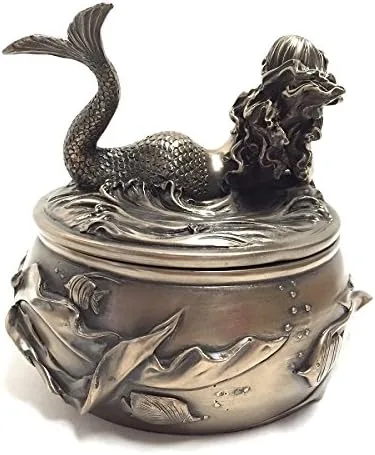 Vista 3 de SUMMIT COLLECTION Art Nouveau - Joyero y joyero adornado con diseño de sirena de bronce antiguo