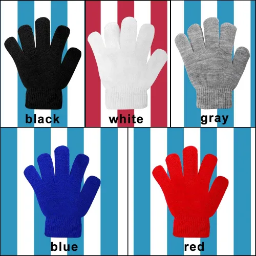Vista 3 de ONESING 3-24 pares de guantes de punto para niños, guantes de invierno blancos para niños, guantes de dedo para niños para niñas