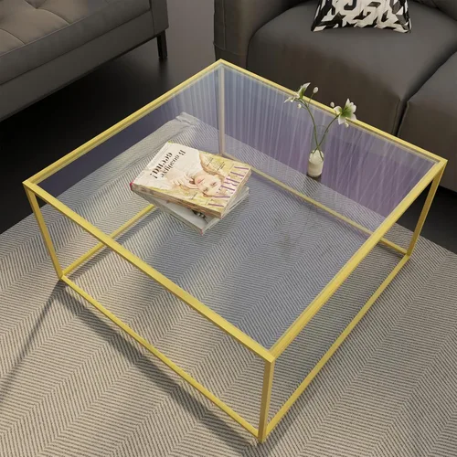 Vista 12 de Mesa de café de vidrio moderna, mesa central minimalista, mesa de café para sofá y bandeja lateral para té para sala de estar, parte superior