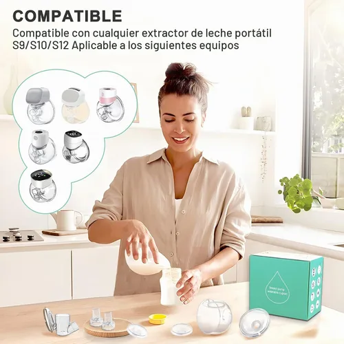 Vista 6 de Piezas de extractor de leche portátil, brida de copa colector de leche de 0.94 pulgadas, compatible con Momcozy/TSRETE S9/S10/S12, accesorios