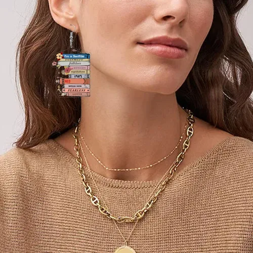 Vista 5 de Taylor - Aretes acrílicos para estantería de 1989, aretes inspirados en álbumes de cantantes, joyería de regalo para fanáticos, estudiantes