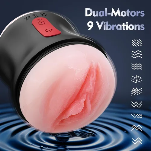 Vista 2 de Juguetes sexuales para adultos, masturbador masculino de extremo abierto, potente vibración, coño de bolsillo para hombres, vibrador estimulador
