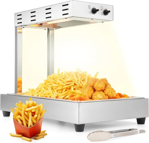 Vista 8 de Dyna-Living Calentador de papas fritas – 3 niveles de altura ajustable calentador de papas fritas comercial 10L encimera de papas fritas lámpara
