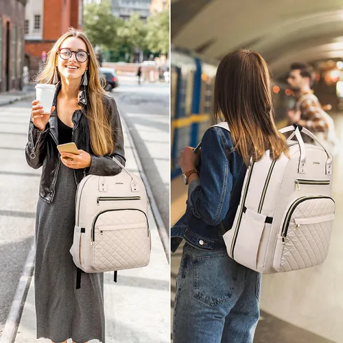 Vista 2 de YAMTION Mochila para mujeres y adolescentes, mochila escolar TSA para laptop con USB para estudiantes universitarios, negocios, oficina, trabajo