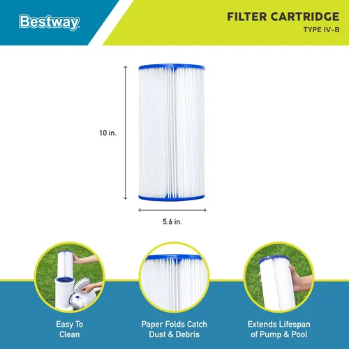 Vista 3 de Bestway Flowclear Filtro de cartucho de repuesto tipo IV o tipo B para piscina sobre el suelo con bomba de filtro de 2500 galones por hora